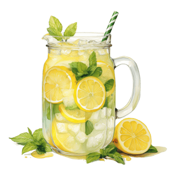 Lemonade, Beverages Illustration. Watercolor Style png