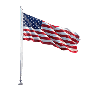 American USA flag waving on pole transparent background png