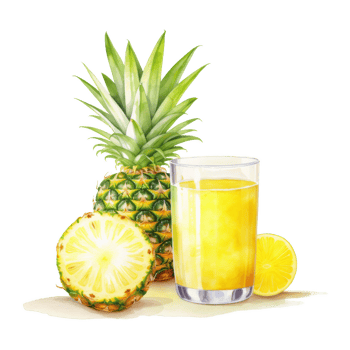 Pineapple Juice, Beverages Illustration. Watercolor Style png