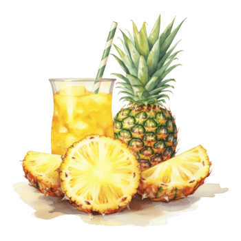 Pineapple Juice, Beverages Illustration. Watercolor Style png