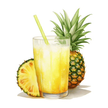 Pineapple Juice, Beverages Illustration. Watercolor Style png