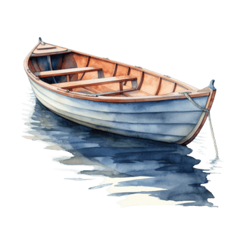 Rowboat, Transportation Illustration. Watercolor Style png