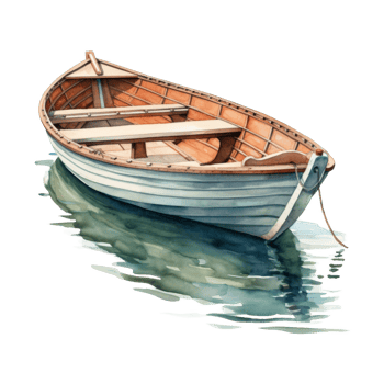 Rowboat, Transportation Illustration. Watercolor Style png
