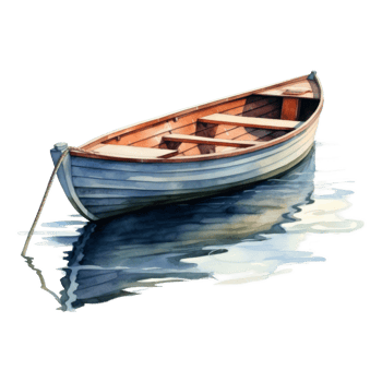 Rowboat, Transportation Illustration. Watercolor Style png