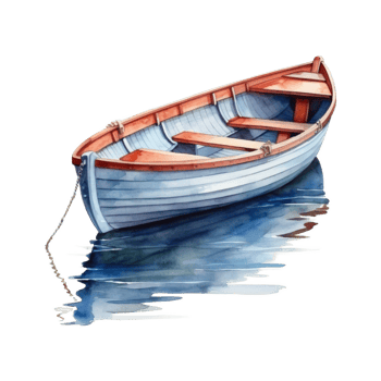Rowboat, Transportation Illustration. Watercolor Style png