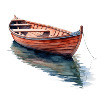 Rowboat, Transportation Illustration. Watercolor Style png