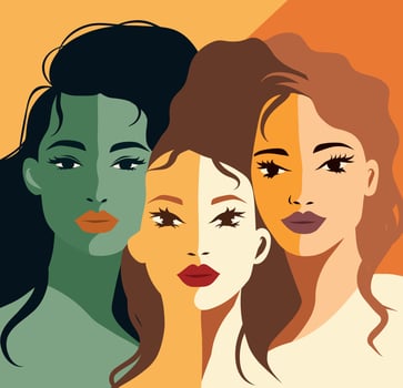 flat banner in pastel colors for International Women's Day, women of different cultures and nationalities. concept of movement for gender equality and women's empowerment vector