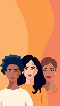 flat illustration postcard vertical banner poster International Women's Day of Women concept of movement for gender equality and empowerment of women vector