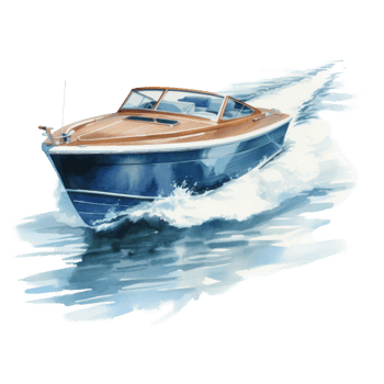 Speed Boat, Transportation Illustration. Watercolor Style png