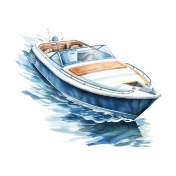 Speed Boat, Transportation Illustration. Watercolor Style png