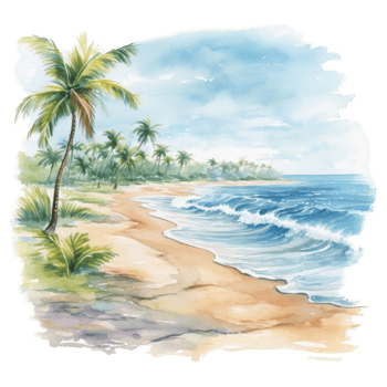 Beach, Summer Illustration. Watercolor Style. png