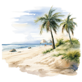 Beach, Summer Illustration. Watercolor Style. png