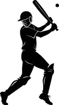 A silhouette of a cricket man holding a bat vector