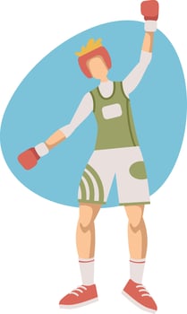 Young boxer in gloves illustration isolated on white background. Sport competition concept, sportsman, athlete personage in flat design. vector