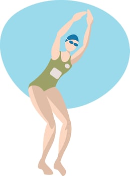 woman is preparing to dive into the pool. competitions sports swimming vector