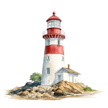 Lighthouse, Summer Illustration. Watercolor Style. png