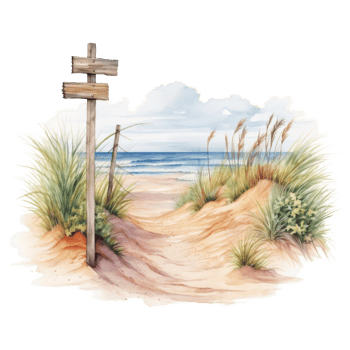 Road to Beach, Summer Illustration. Watercolor Style. png