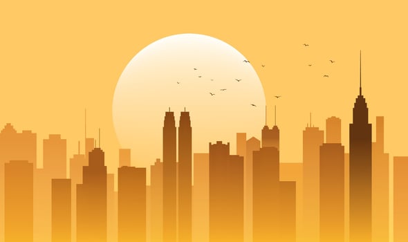 a cityscape with a city in the background. vector