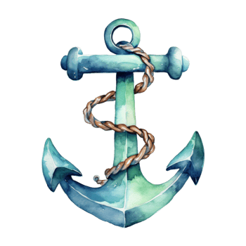 Anchor, Summer Illustration. Watercolor Style png