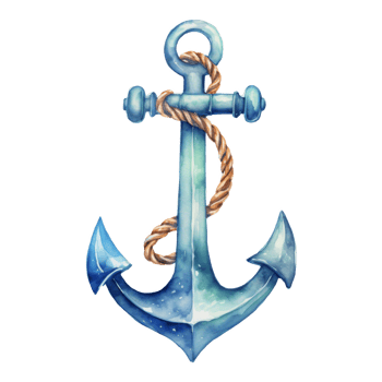 Anchor, Summer Illustration. Watercolor Style png