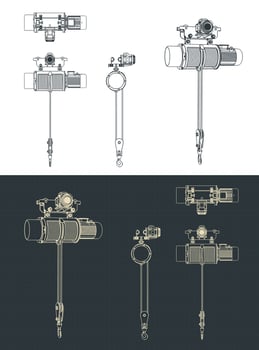Monorail hoist blueprints vector
