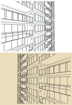 Apartment building close up illustrations vector
