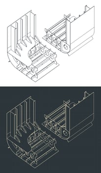 Cargo ship section drawings vector