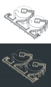 Storage Tank Drawings vector
