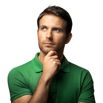 Thoughtful Man Wearing a Green Polo Shirt on Transparent Background png