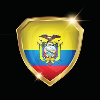 Ecuador Flag Golden Shield Logo vector
