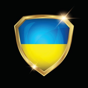 Ukraine Flag Golden Shield Logo vector