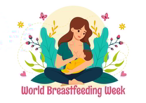 World Breastfeeding Week Illustration, Depiction of Baby Feeding with Mother's Milk in Flat Style Cartoon Background Design vector