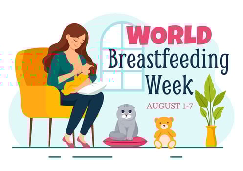 World Breastfeeding Week Illustration, Depiction of Baby Feeding with Mother's Milk in Flat Style Cartoon Background Design vector