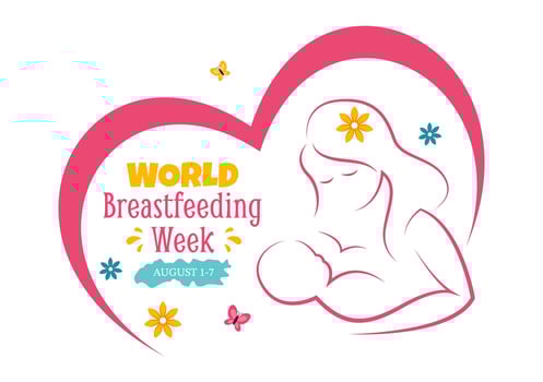 World Breastfeeding Week Illustration, Depiction of Baby Feeding with Mother's Milk in Flat Style Cartoon Background Design vector