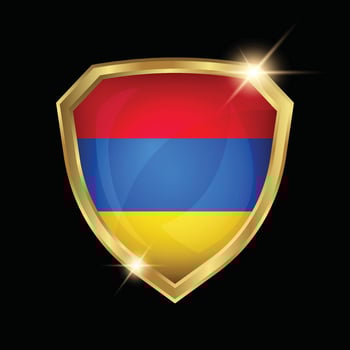 Armenia Flag Golden Shield Logo vector