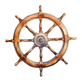 Ship's Wheel, Summer Illustration. Watercolor Style. png