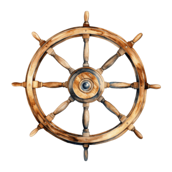 Ship's Wheel, Summer Illustration. Watercolor Style. png