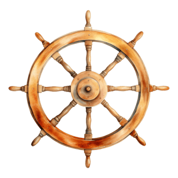 Ship's Wheel, Summer Illustration. Watercolor Style. png
