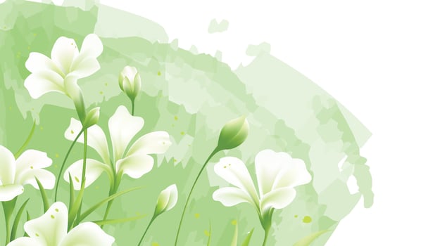 Hand-painted illustration of small green spring flowers vector