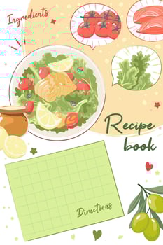 Hand drawn flat design recipe book vector