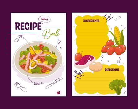 Hand drawn flat design recipe book vector