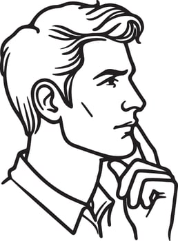 Man Face Thinking Sketch Illustration. vector