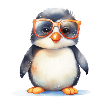 Penguin, Summer Illustration. Watercolor Style. png