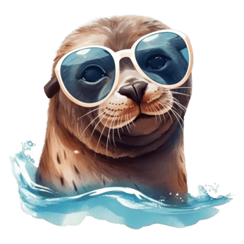 Seal, Summer Illustration. Watercolor Style. png