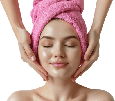 Woman Receiving Facial Treatment at Spa. png