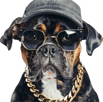 Cool Dog with Sunglasses and Gold Chain. png