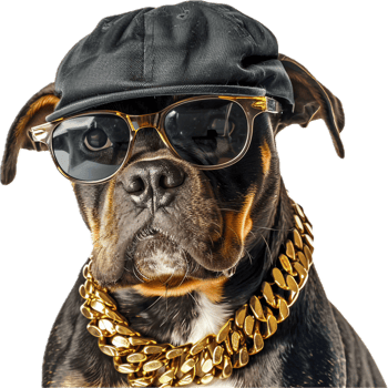Cool Dog with Sunglasses and Gold Chain. png