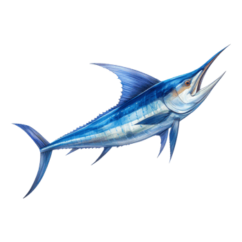 Blue Marlin, Animal Illustration. Watercolor Style png