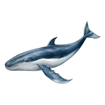 Blue Whale, Animal Illustration. Watercolor Style png