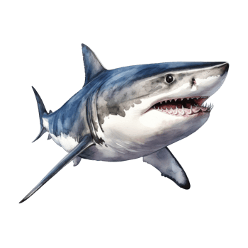 Great White Shark, Animal Illustration. Watercolor Style png